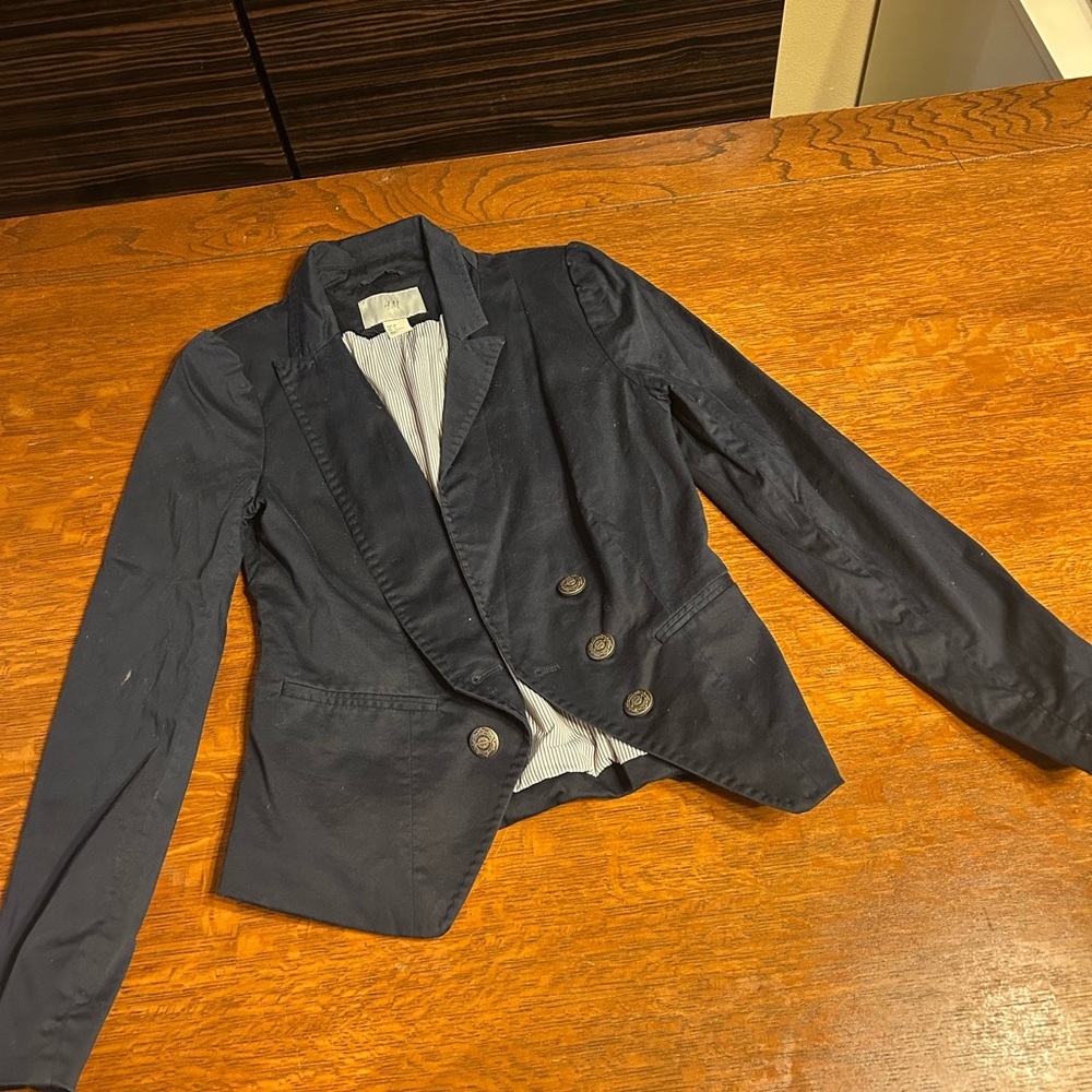 H&M Dark Blue Blazer with Button Accents